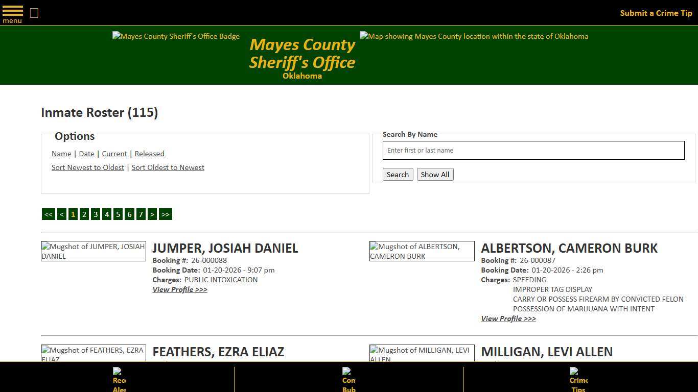 Inmate Roster - Current Inmates Booking Date Descending - Mayes County, OK Sheriff