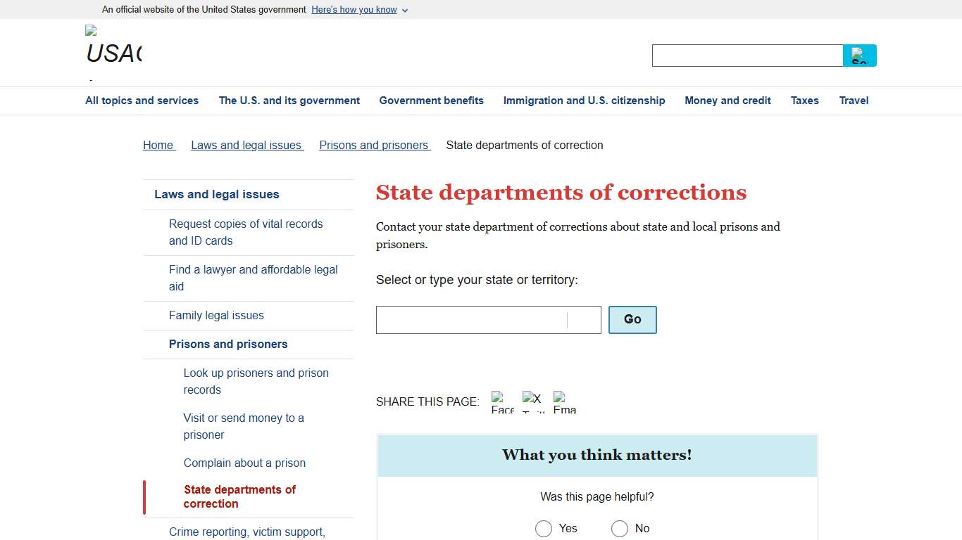 State departments of corrections | USAGov